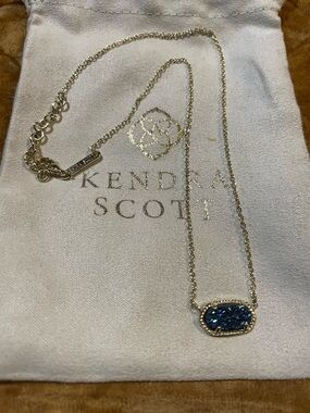 Kendra Scott Elisa Blue Drusy Pendant Necklace in Gold